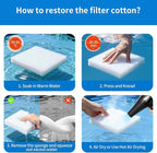2" Thick Koi Pond Filter Pad, 24" x 56" Fish Pond Filters for Outdoor Ponds, Pond Filter Media, Pond Filter Material, White Bulk Roll-Cut to Size-Fit for Aquarium Filter Floss