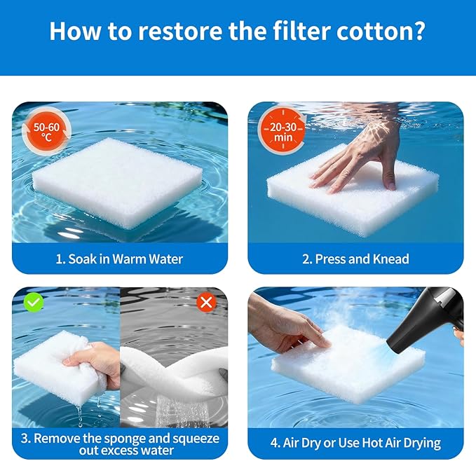 2" Thick Koi Pond Filter Pad, 12" x 36" Fish Pond Filters for Outdoor Ponds, Pond Filter Media, Pond Filter Material White Bulk Roll-Cut to Size-Fit for Aquarium Filter Floss