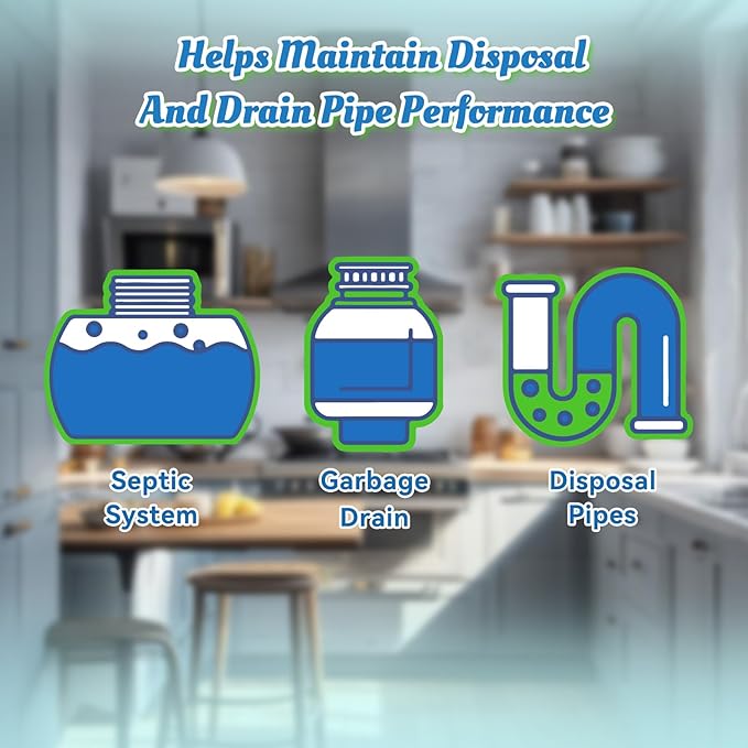 Garbage Disposal Cleaner Deodorizer Tablets-24 Pack Deep Cleaning Disposer Descaler Freshener-Heavy Duty Grease Grime Limescale Odor Smell Remover-for Kitchen All Disposals Mint Foaming 1 Year Supply