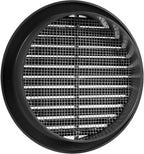Vent Systems 5'' Inch - Black - Pack of 2 - Soffit Vent Cover - Round Air Vent Louver - Grill Cover - Built-in Insect Screen - HVAC Vents for Bathroom, Home Office, Kitchen