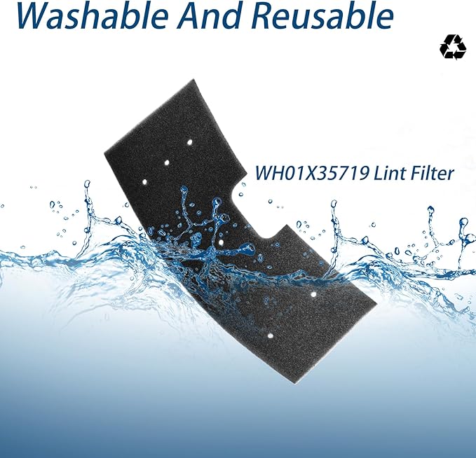 WH01X35719 Lint Filter,WH01X35719 Washer Dryer Filter Sponge Compatible With GE Washer Dryer Combo,Hand Washable Reusable Foam Lint Filter,Replaces WH01X35719 For PFQ97HSPVDS Washer Dryer (Pack of 4)