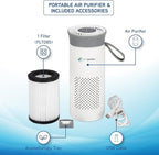 GermGuardian Portable Allergen Air Purifier for Small Spaces with USB Cable, Captures Dust, Pollens, Mold Spores, UV-C Light Helps Reduce Germs, 7” White, AC085
