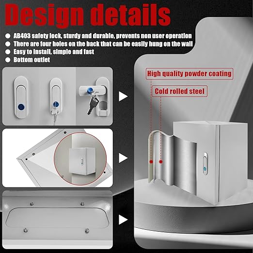 Electrical Box 20 x 12 x 10 Inch Indoor Outdoor Electrical Enclosure Box Steel Junction Box Wall Mounted Universal Electrical Project Box with Safety Locks and Mounting Plates