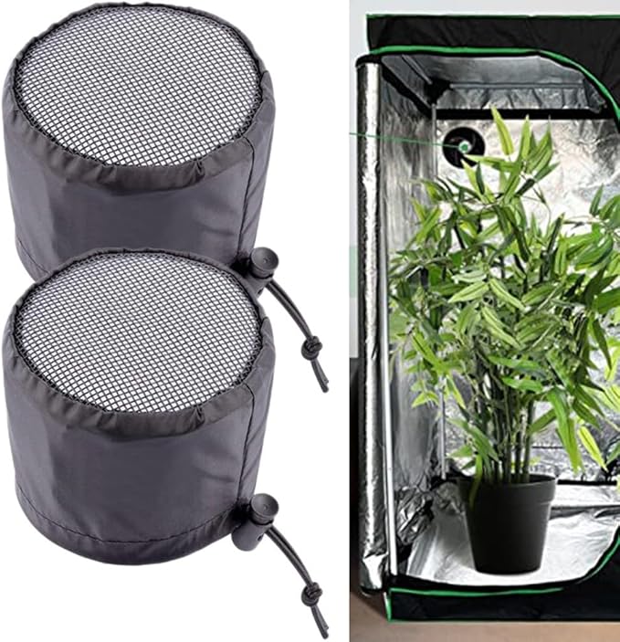 FABULETTA 2Pcs Grow Tent Vent Cover Set 4in 6in 8in Waterproof Oxford Cloth Mesh Duct Filter with Elastic Band and Fixed Buckle for Plant Greenhouse Airflow Dust and Pest Control(4in)