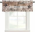Rustic Star Brown Curtain Valances for Windows, Kitchen Valance Window Treatment, Vintage Plants Berry Wooden Grain Light Filtering Block Curtains for Bathroom/Bedroom/Living Room 42'' x 18''