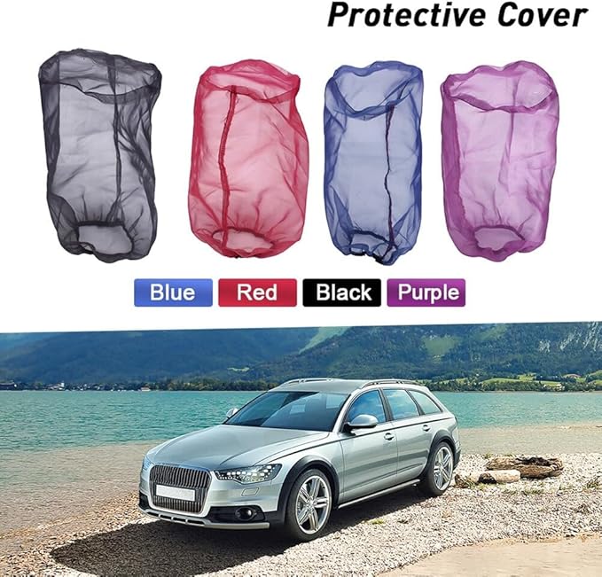 Intake Filter Mesh Cover Polyester Cloth Oilproof And Dustproof Cover Car Cold Air Filter Protector Cover Rain Sock Protective for Motorcycle Automotive (Type A Black)