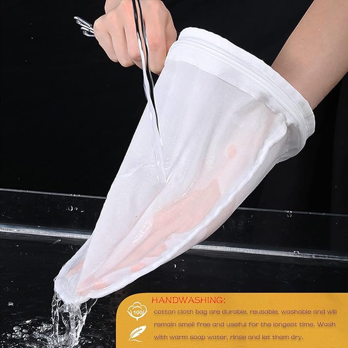 WMKGG Ultra Fine Mesh Strainer Bags, Reusable Filter Bags with Stainless Steel Handle Frame for Filter NutMilk, Coffee, Milk, Butter, Juices and Fresh Cheese (Large Size)