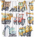 Kids Excavator Curtains, Retro Truck Tractor Machinery Construction Vehicle Crane Digger Mixer Rod Pocket Decorative Windows Curtain for Teens Girls Boys Room 42x54in (30% Blackout)