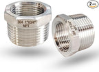 1" NPT Male to 3/4" NPT Female Hex Bushing Reducer, 304 Stainless Steel NPT Reducing Adapter Pipe Fitting, Heavy Duty Pipe Hex Bushing for Reducing Pipe (1” MNPT x 3/4” FNPT)