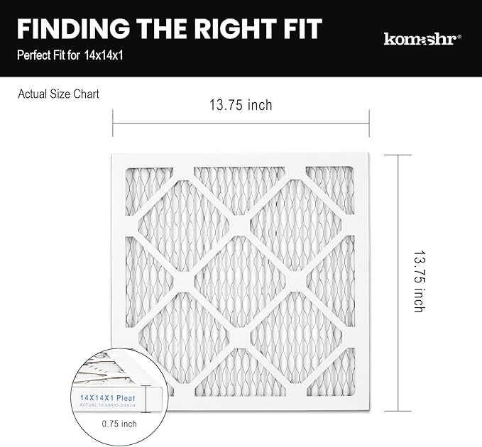 14x14x1 Air Filter MERV 8 (4-Pack), HVAC/Furnace AC Filter Replacement, Dust Defense–Comparable with MPR 600 & FPR 5 (Actual 13.75x13.75x0.75)