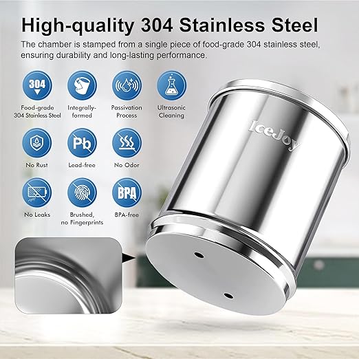 IceJoy 0.01μm Ultra-Filtration Gravity Water Filter System, 2.25G Stainless Steel Countertop Purifier with 4 Filters, Water Level Spigot & Stand, Reduce Fluoride & Chlorine, NSF/ANSI 42