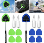 Compatible for Window Scraping Mist Eliminator Microfiber Car Cleaner Telescopic Windshield Cleaning Tools Auto Accessories(White)