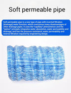 French Drain Pipe for Garden Lawn & Landscape, 8cm (3in) Perforated Fabric Drainage Pipe for Yard, Sidewalk, Construction Site - 25m (82ft) Soft Infiltration Solution