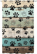Sheer Curtains 96 Inches Long, Sage Green Brown Paw Prints Semi Sheer Curtains Light Filtering Window Treatment, Vintage Farmhouse Wooden Grain Privacy Voile Drapes for Living Room Bedroom 52x96 Inch