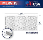 BNX TruFilter 14x30x1 Air Filter MERV 13 (4-Pack) - MADE IN USA - Electrostatic Pleated Air Conditioner HVAC AC Furnace Filters for Allergies, Pollen, Mold, Bacteria, Smoke, Allergen, MPR 1900 FPR 10