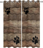 Wood Grain Outdoor Curtains for Patio Claws Animals Wooden Brown Vintage Waterproof Outside Curtains with Grommet Top Weatherproof Curtain for Cabana Pergola Gazebo, 2 Pack, 54" W x 84" L