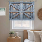 Farmhouse Wood Grain Bedroom Curtains 63 Inch Length, Window Curtains Tab Top, Vintage Country Barn Gate Textured Light Filtering Window Treatments Drapes 42"x63" 2 Panel