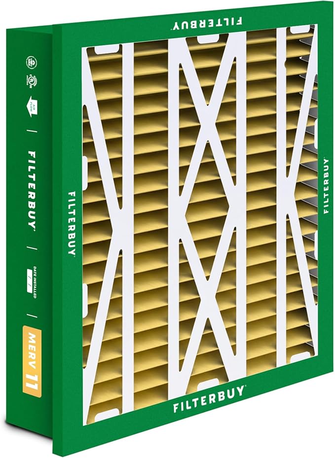 Filterbuy 20x25x5 Air Filter MERV 11 Superior Pet & Allergy Defense (2-Pack), Electrostatic Pleated HVAC AC Furnace Filters Replacement for Honeywell Return Grille (Actual Size: 18.38 x 23.38 x 3.69)