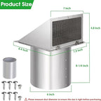 6 Inch Hooded Wall Vent with Screen and Damper,6 Inch Exhaust Vent Cover Cap for Outdoor Kitchen Range Hood Dryer Ventilation,Outside Wall Mount Extractor for House Air Exhaust, Stainless Steel