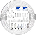 NSF 1/4" inch Water Line Tubing and Push to Connect Fittings for Reverse Osmosis Water Filter RO fittings (Refrigerator Kits),23 pcs connetors+30 feet 1/4" O.D. (6.4mm) water tubing.