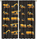 Kids Construction Window Curtains, Construction Machinery Equipment Mode of Transport Bulldozer Tractor Windows Curtain for Children Teens Room Decor 55x63in (30% Blackout)