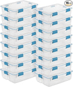 Sterilite 16-Pack Gasket Box, Weather-Resistant Storage Bins with Latching Lids, 37 Quart - Heavy-Duty Organizing Containers for Closet, Bathroom, and Office