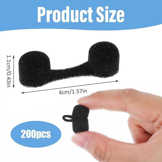 200 Pieces Nose Plug Filter Disposable Nose Dust Filters Bulk Sponge Nostril Filters for Spray Tanning Welding Dust Allergies DustConstruction Areas (Black)