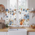 Navy Blue Pumpkin Fall Kitchen Curtains 54 Inch Long 2 Panel Set,Rod Pocket Window Curtains Panels,Thanksgiving Maple Leaves Branches Light Filtering Drapery Draperies for Bathroom Bedroom 52"W x 54"L