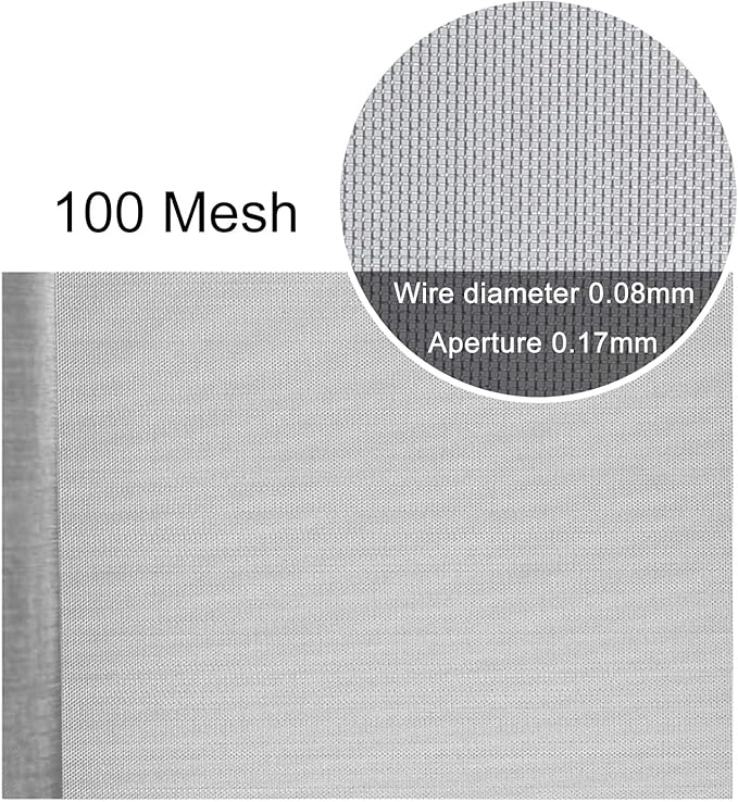 Stainless Steel Woven Wire Mesh, 304 100 Mesh Filter Screen Sheet Heat-Resistant Tear Resistance Anti Mosquito Insect Mesh for Filter, Air Bricks, Garden