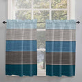 Retro Farm Blue Gray Wood Grain Window Valance Curtains, Rustic Wooden Plank Light Filtering Kitchen Valance with 3-inch Rod Pocket for Living Room Bathroom Bedroom,2 Panel,27.5x45In