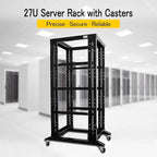 Raising Electronics Server Rack Open Frame Rack 4 Post 19 inch Adjustable Server/Audio Rack Cold Rolled Steel(27U,24Depth)
