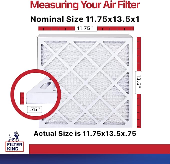 Filter King Air Filters 11.75x13.5x1 | 4 Pack | MERV 11 HVAC Pleated AC Furnace Filters | Actual Size 11.75 x 13.5 x .75"