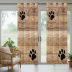 Wood Grain Outdoor Curtains for Patio Claws Animals Wooden Brown Waterproof Outside Curtains with Grommet Top Weatherproof Curtain for Cabana Pergola Gazebo, 2 Pack, 54" W x 108" L
