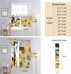 Yellow Sunflowers Living Room Curtains 84 Inch Length, Window Curtains Tab Top, Farmhouse Cow Barn Doors Floral Butterfly Light Filtering Window Treatments Drapes 42"x84" 2 Panel