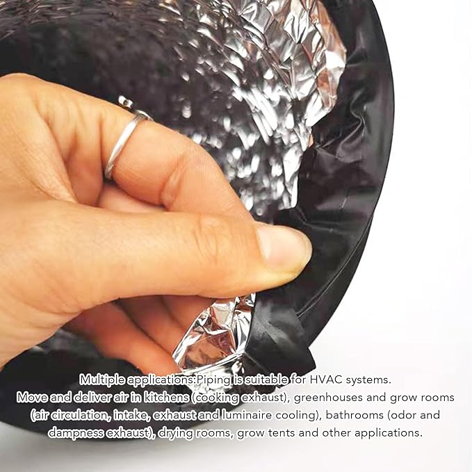 7in 6.56ft Dryer Vent Exhaust Duct Hose, Flexible Aluminum Air Ducting for HVAC Ventilation, Fan Filter and Grow Tent