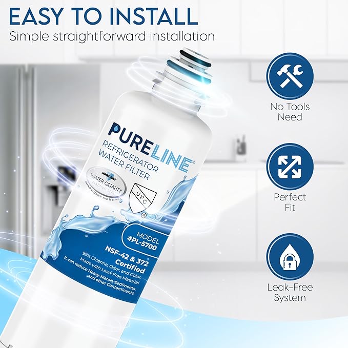 Pureline Replacement for Bosch® Ultra Clarity® Pro Water Filter, BORPLFTR50, 11025825, BORPLFTR55, 12028325, 11032531, 12033030, B36CT80SNS, B36CL80ENS, WFC100MF Refrigerator Water Filter (2 Pack)