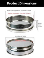 All 304 Stainless Steel 30 Mesh Test Sieve (0.6mm Aperture), 8 Inch/20cm Diameter, Lab Sieve & Filter, Durable Metal Mesh Sifter for Glass Beads, Crystal & Material Testing