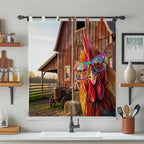 Farm Rooster Bedroom Curtains 72 Inch Length, Window Curtains Tab Top, Farmhouse Barn Funny Animals Butterfly Light Filtering Window Treatments Drapes 52"x72" 2 Panel