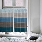 Retro Farm Blue Gray Wood Grain Window Valance Curtains, Rustic Wooden Plank Light Filtering Kitchen Valance with 3-inch Rod Pocket for Living Room Bathroom Bedroom,2 Panel,52x45In