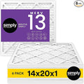 Simply 14x20x1 Air Filter, Merv 13, 6 Pack, For Home AC Furnace & HVAC (Actual Size: 13.75"x19.75"x0.75") DUST, Pet, & Allergy Control