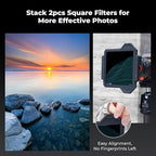 K&F CONCEPT X PRO Square Filter Holder System Kit (Filter Holder + 95mm Circular Polarizer + Square ND1000 Filter + ND8 + ND64 + 4 Filter Adapter Rings) for Camera Lens with36 Multi-Coated