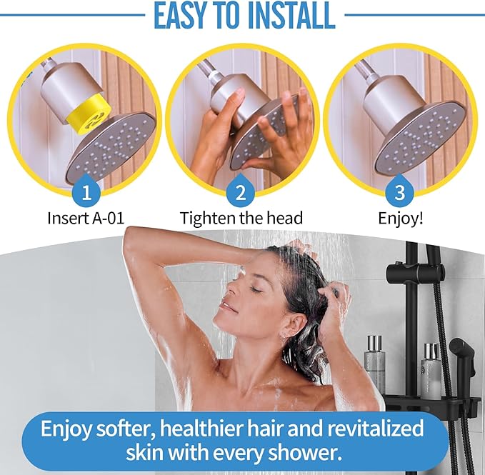 DerBlue 4PCS A-01 Multi-Stage shower head filter replacement Compatible with Afina Filtered Showerhead for Hard Water,Remove Chlorine and Other Impurities