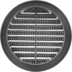 Graphite/Gray 4" Inch Round Ventilation Grille with Screen mesh. (Duct 4Ø / Grille 5Ø) Ventilation Applications. Indoor and Outdoor Vent Cover. Available 3 Sizes / 4 Colors.