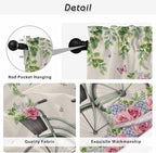 Farmhouse Spring Tier Curtains, Retro Bicycles Flowers Vines Butterfly Light Filtering Kitchen Curtains, 2Pcs Rod Pocket Half Window Treatments Panels for Sink Cafe Cabinet Camper 27.5x36 Inches