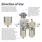 Air Compressor Pressure Regulator,Gauge(0-150PSI),Water Separator For Air Compressor Semi-Auto Drain 3/4 NPT Threaded Interface