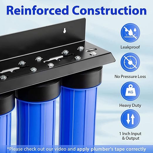 iSpring Whole House Water Filter System w/Spin Down Sediment Filter, Polyphosphate Anti-Scale, GAC+KDF, and Carbon Block Water Filters, Water Descaler and Water Filter, Model: WGB32B-KDS+WSP50