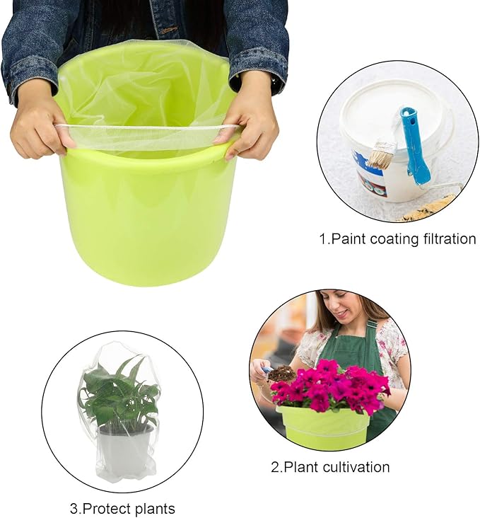 Paint Strainer Bags White Fine Mesh Filters Bag Bucket Elastic Opening Strainer Bags Hydroponic Paint Filter Bag for Paint Gardening (20 Pieces, 5 Gallon)