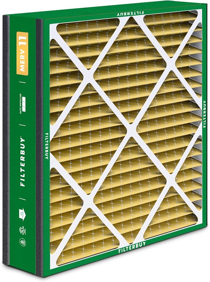 Filterbuy 20x25x5 Air Filter MERV 11 Superior Pet & Allergy Defense (2-Pack), Pleated HVAC AC Furnace Filters for Trion Air Bear, Generalaire, Skuttle, and More (Actual Size: 19.63 x 24.13 x 4.88)