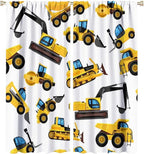 Kids Construction Equipment Window Curtains, Excavator Tractor Tow Truck Rod Pocket Decorative Windows Curtain for Children Teens Boys Girls Room Decor 42x54in (30% Blackout)