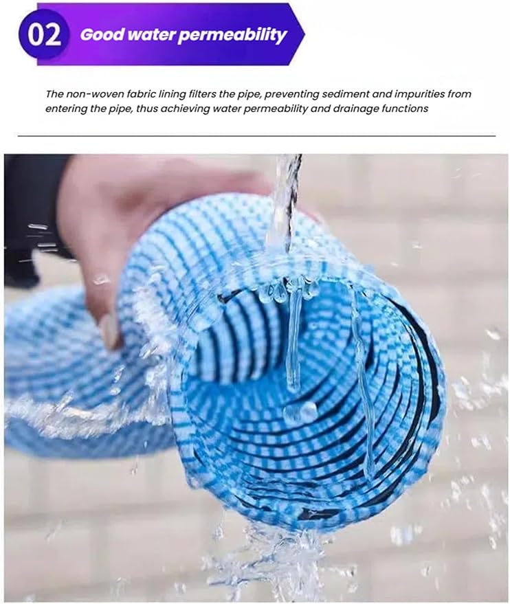 French Drain Pipe，Flexible Underground Drainage Tube,Soft Infiltration Pipe,\U200b DIY Construction Site(8cm/3.1in 49ft)